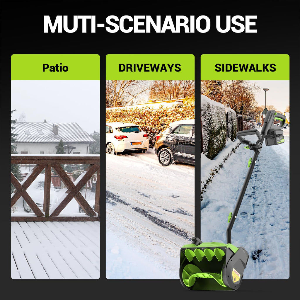20V cordless electric snow shovel 13 inch with 2x4.0Ah batteries and charger for driveway walkway deck