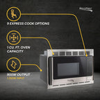 1.0 Cu Ft RV Microwave with Trim Kit Stainless Steel Microwave Oven for Camper Travel Trailer