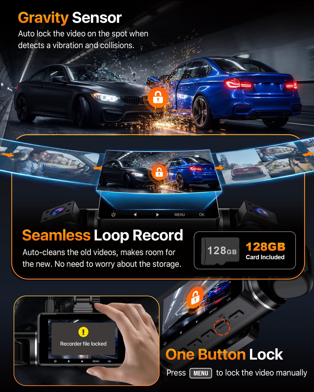 4K Dash Cam Front and Rear Left Right with GPS 20MB per Second WiFi 6 Car Camera Video Recorder