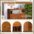 Acacia Wood Outdoor Storage Cabinet Waterproof Potting Table with Weather Resistant Brown Finish