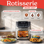 Air Fryer 14 Qt Rotisserie Oven with Window Stainless Steel Large Capacity for Family Meals