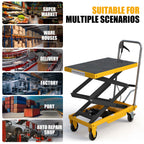 Hydraulic lift table cart 330 lbs 49.6 in max lift double scissor 4 wheels non slip pad for shop garage