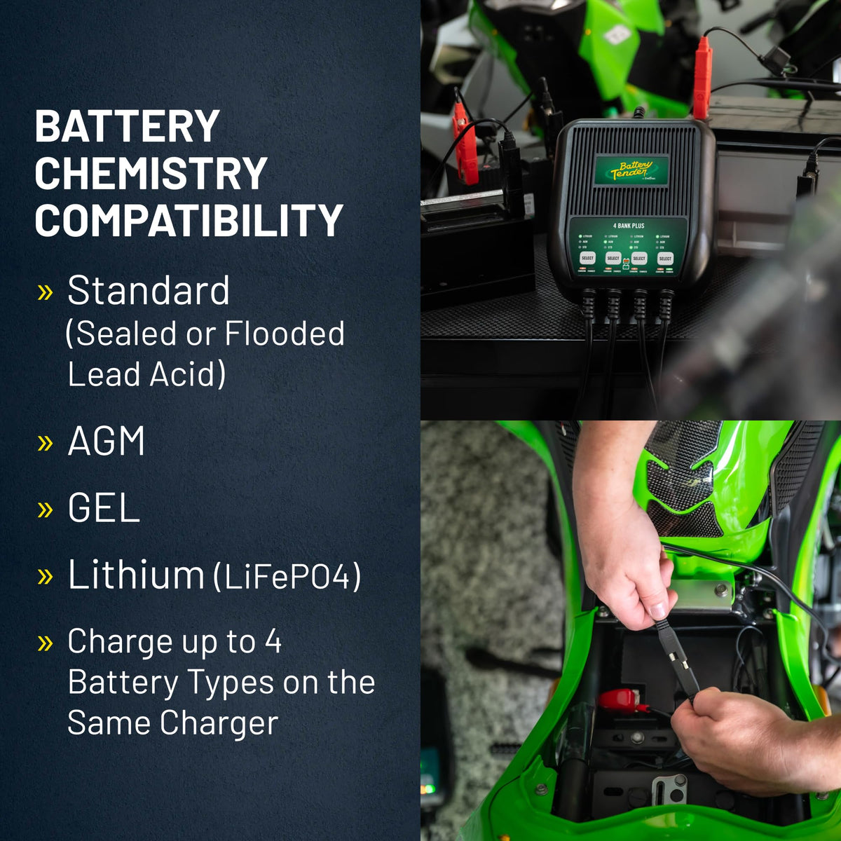 Plus 4 Bank Smart 12V Battery Charger Maintainer 5A 1.25A Per Bank AGM Lithium LiFePO4 022-0148-DL-WH