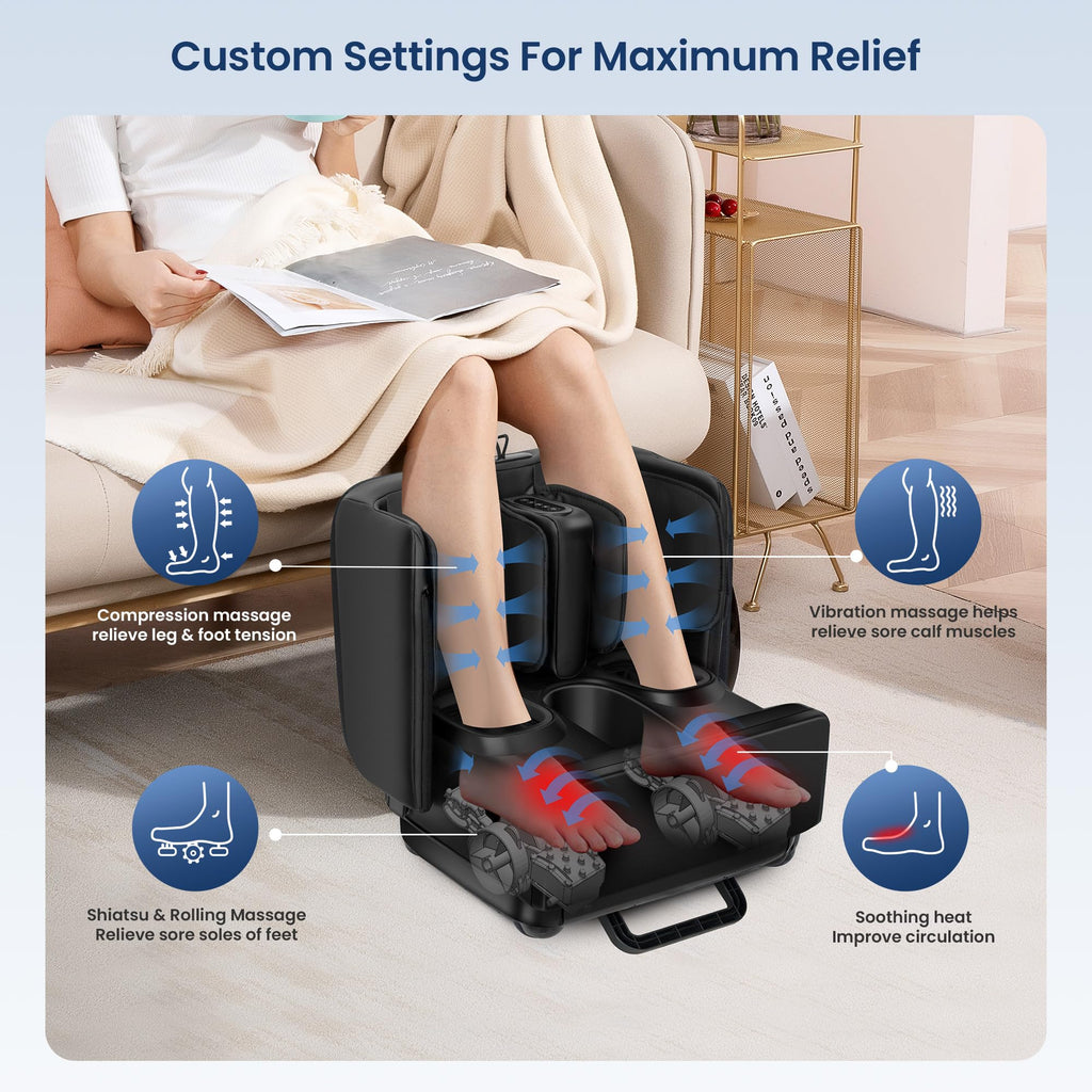 Shiatsu Foot and Calf Massager with Heat 2 in 1 Ottoman Foot Rest FSA Eligible Deep Kneading