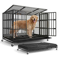 Heavy duty foldable dog crate with 5 minute quick setup double doors portable travel home indoor