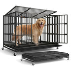 Heavy duty foldable dog crate with 5 minute quick setup double doors portable travel home indoor
