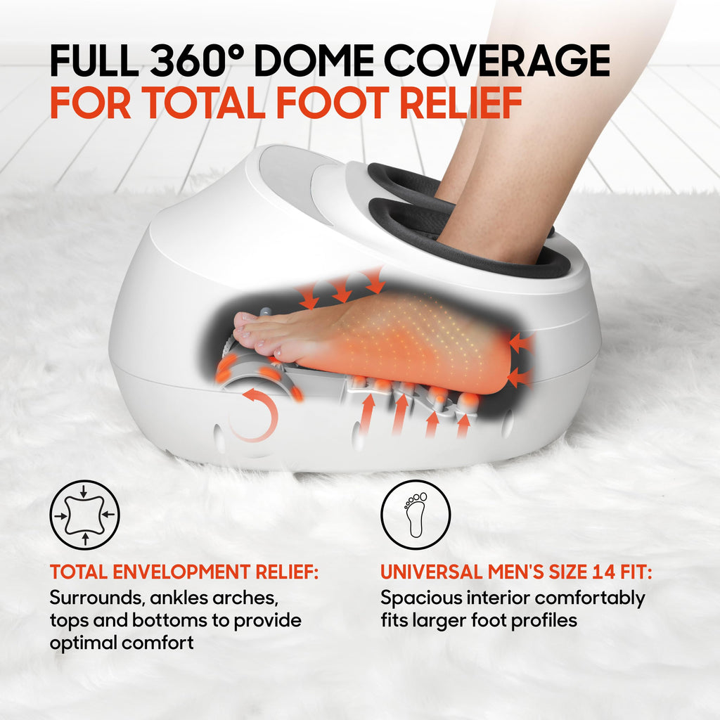 Shiatsu Foot Massager Heat Deep Kneading Compression 3 Modes Pain Relief Circulation Fits Mens Size 12