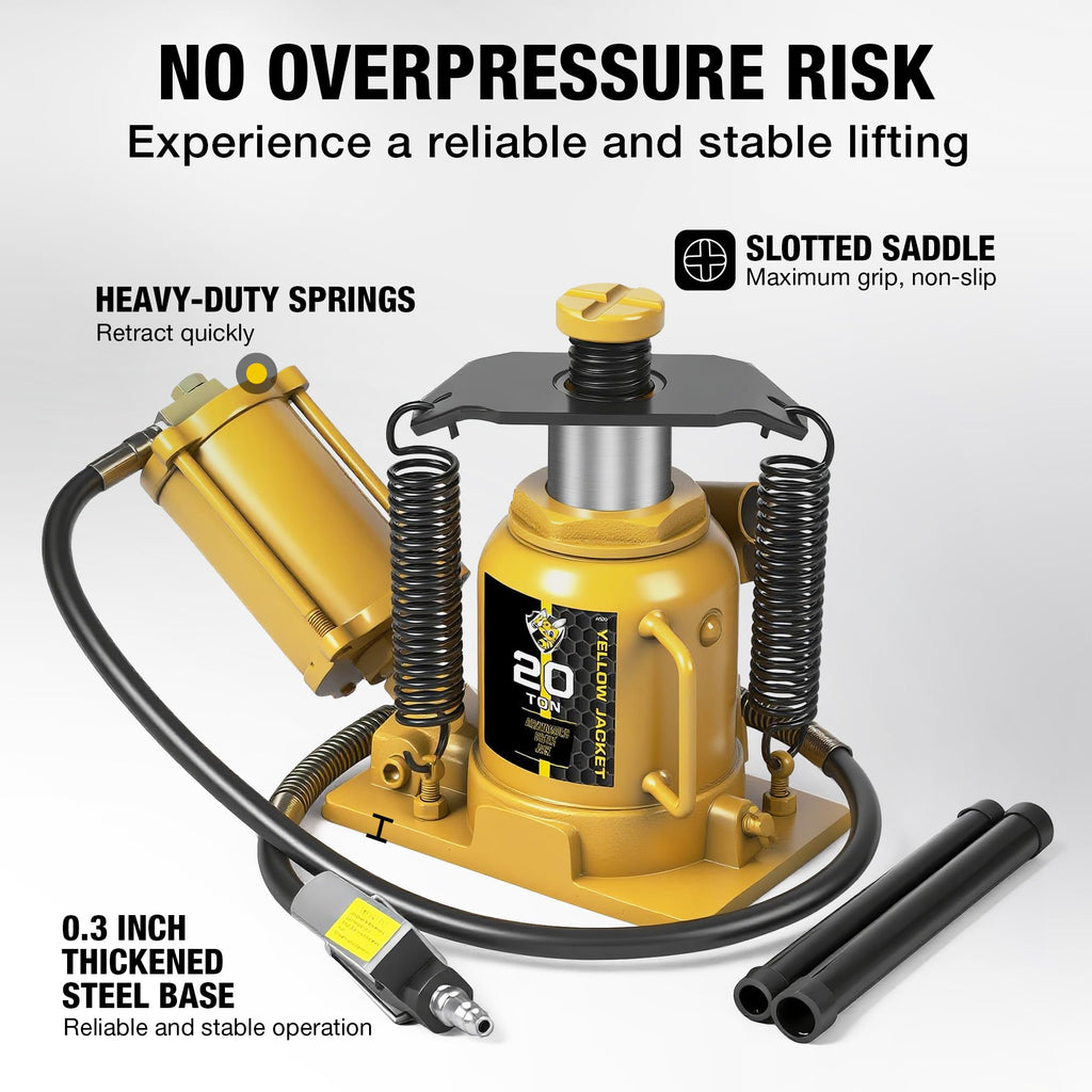 Low Profile 20 Ton Air Bottle Jack with Aluminum Alloy Pump and Slow Release