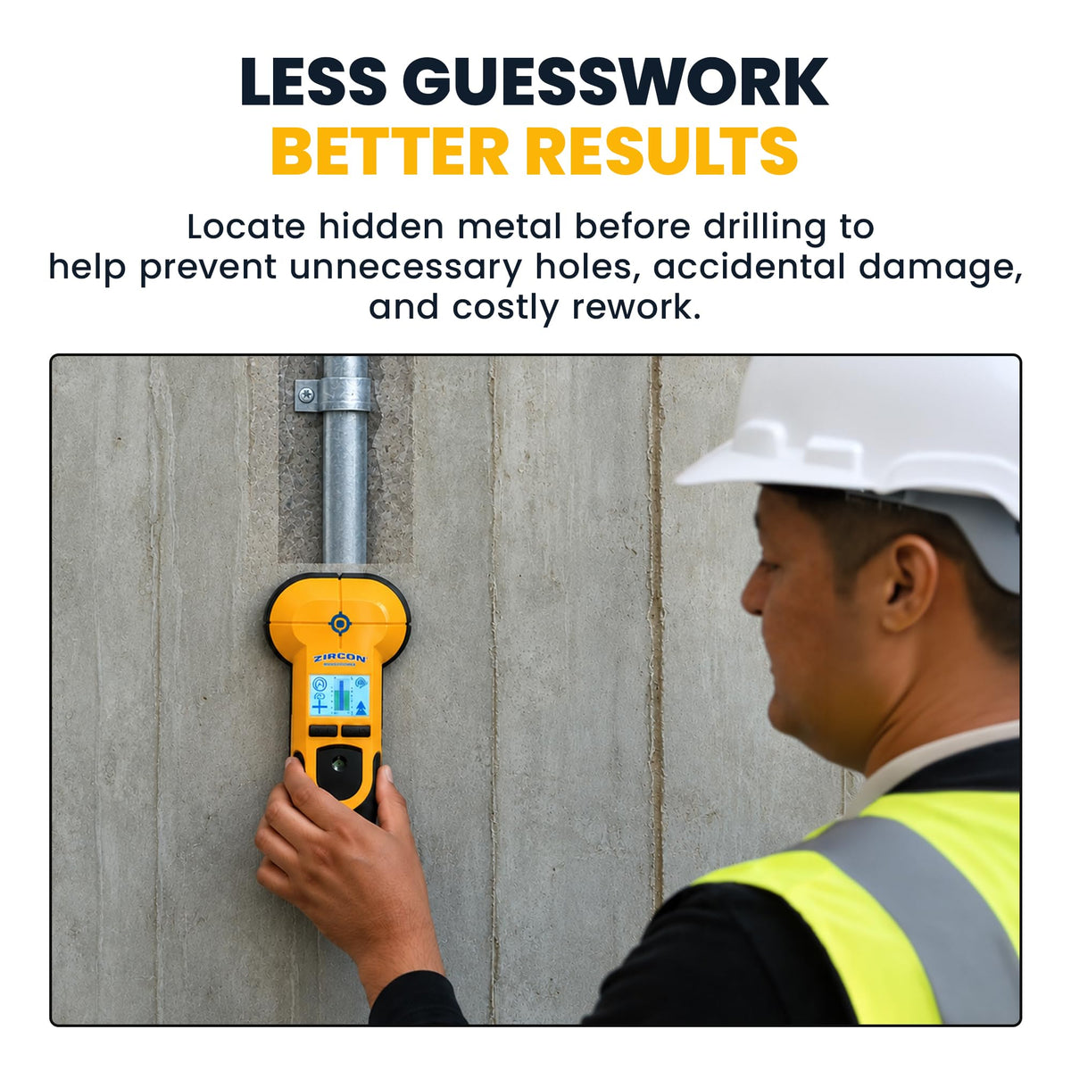 MT7 Metal Scanner for Concrete and Walls 6 in Detection Depth Rebar Pipe and Stud Locator Tool