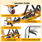 Hydraulic Lift Table Cart 500 lb Load Capacity Foldable Scissor Lift Yellow Portable Heavy Duty