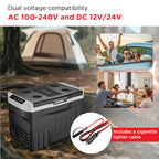 2 in 1 Portable Compact Compressor Fridge Freezer Dual Voltage 12V 24V DC 110 to 240V AC 21qt for Car Camping