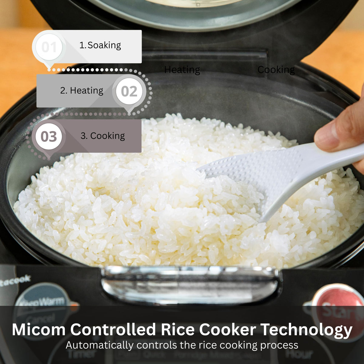5.5 Cup Micom Rice Cooker and Warmer with Steamer Tray, JAX-T10U-K