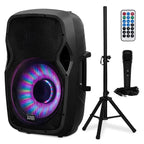 1000W Bluetooth PA Speaker with LED Lights Microphone and Stand Portable Wireless Sound System