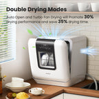 Countertop portable dishwasher 6L built in water tank 7 programs UV hygiene auto door open for apartments RVs