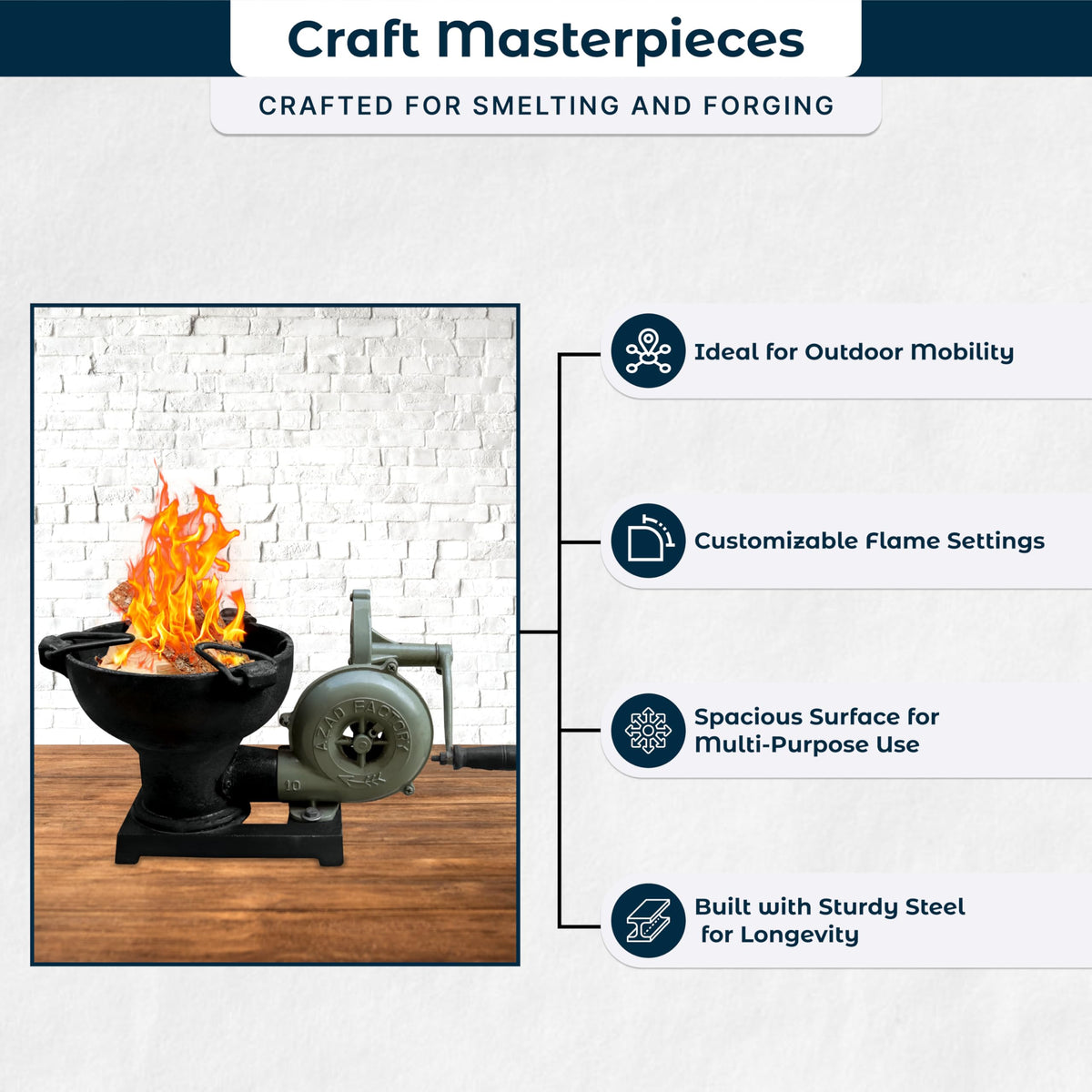 Portable DIY Blacksmith Forge with Hand Blower for Knife Making Metalwork and Heat Treating