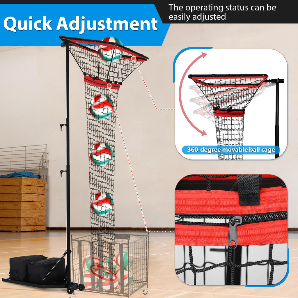 Volleyball Setter Spike Trainer Adjustable Height 93 to 126 Solo Practice Indoor Outdoor 88LBS Sandbag Base
