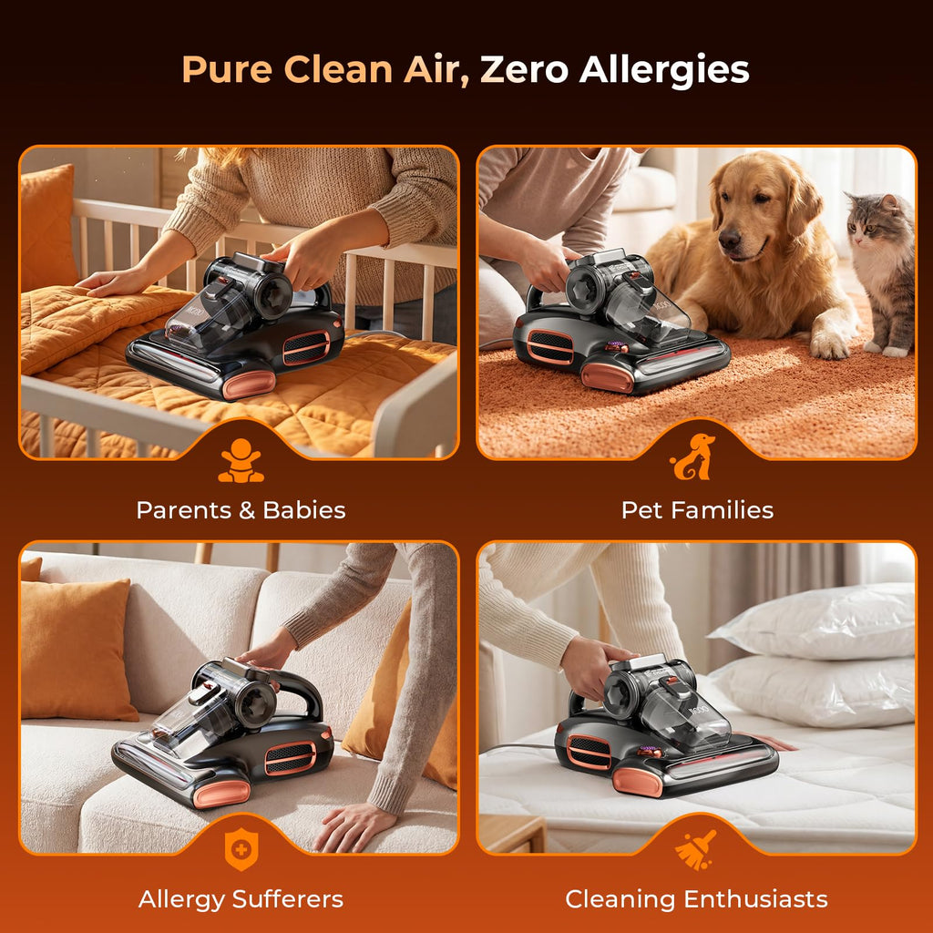 Powerful T600 Bed Mattress Vacuum Cleaner with UVC Light 15Kpa Suction 700W for Deep Home Cleaning