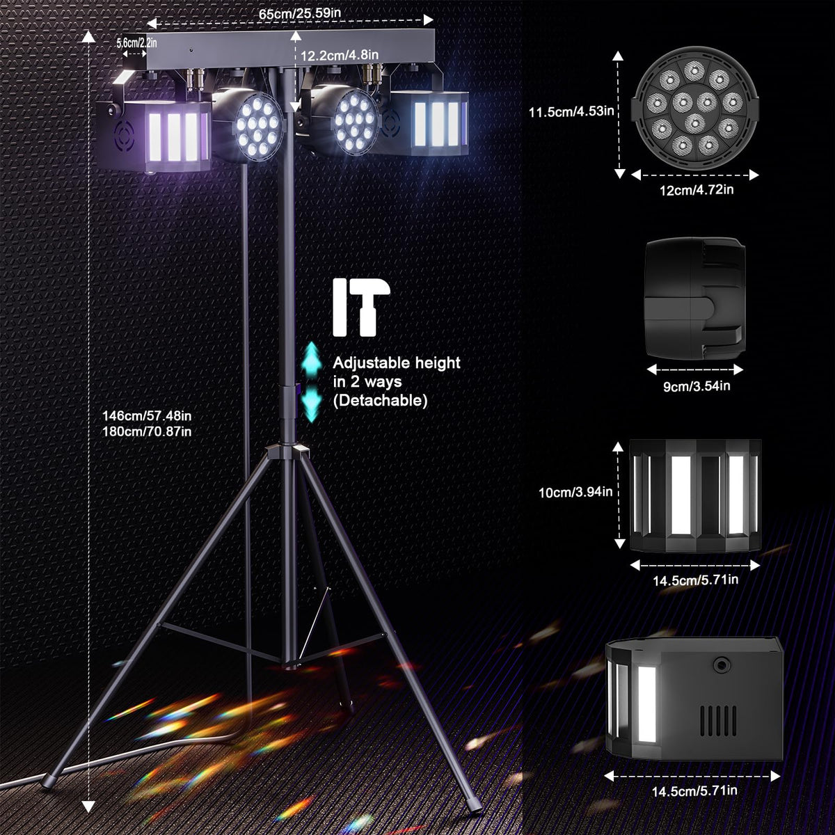 5 in 1 DJ lights with stand sound activated DMX remote control LED par light 3/6/15CH party wedding KTV