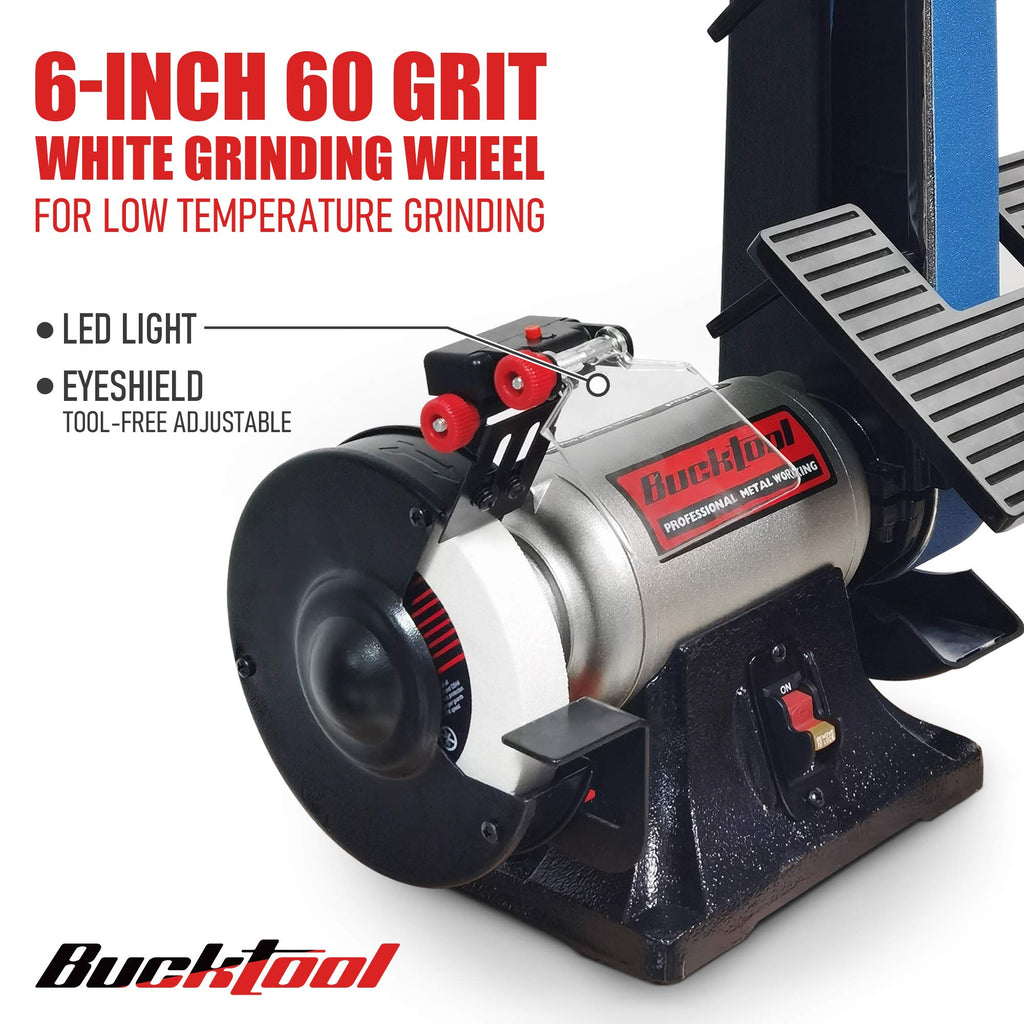 2x42 in Belt Sander and 6 in Bench Grinder Combo for Metalworking 3.5A Motor Workshop Tool
