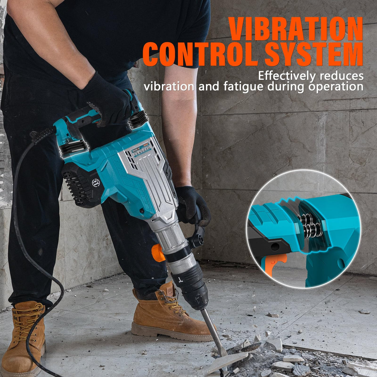 1700W 25 Pound SDS Max Heavy Duty Electric Demolition Jack Hammer 65H 14 Amp Corded Concrete Breaker