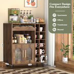 Coffee bar cabinet with 24 cup display large drawer storage modern wooden buffet sideboard kitchen walnut