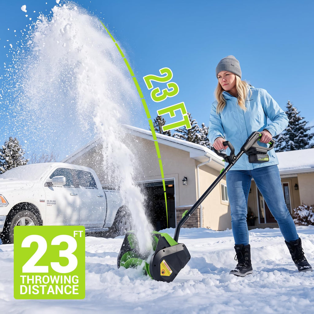 20V cordless electric snow shovel 13 inch with 2x4.0Ah batteries and charger for driveway walkway deck