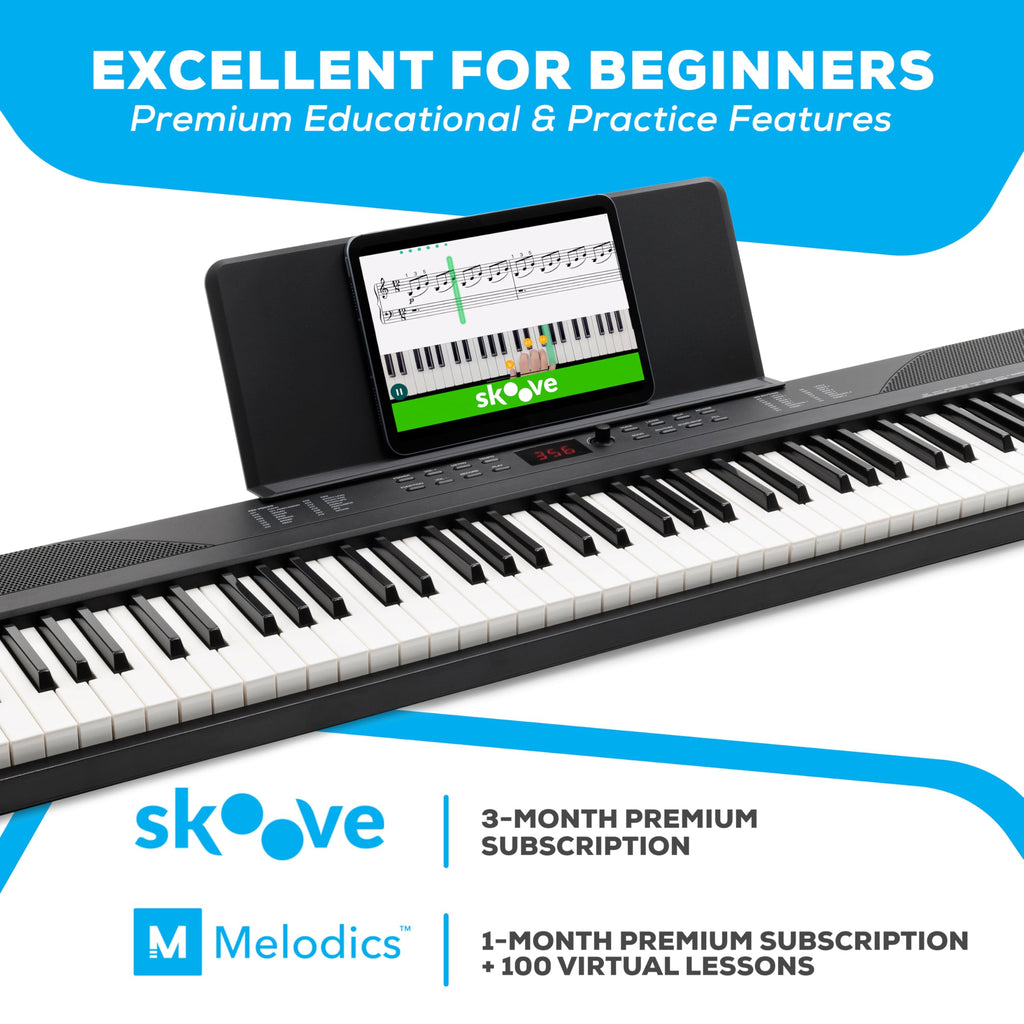 88 Key Digital Piano Keyboard with Built-In Speakers, Beginner Bundle