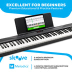 88 Key Digital Piano Keyboard with Built-In Speakers, Beginner Bundle