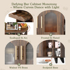 Coffee bar cabinet with 24 cup display large drawer storage modern wooden buffet sideboard kitchen walnut