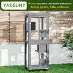 64Inch Outdoor Catio Cat Enclosure Large Cat House Cat Patio Grey for Backyard Garden and Patio