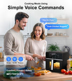 SmartVoice 10QT 6 in 1 Air Fryer 1000 Voice Commands 100 Foods No App No WiFi No Setup Nonstick Basket 1700W