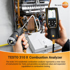310 II combustion analyzer HVAC flue gas temperature pressure natural gas leak detector smart app probe