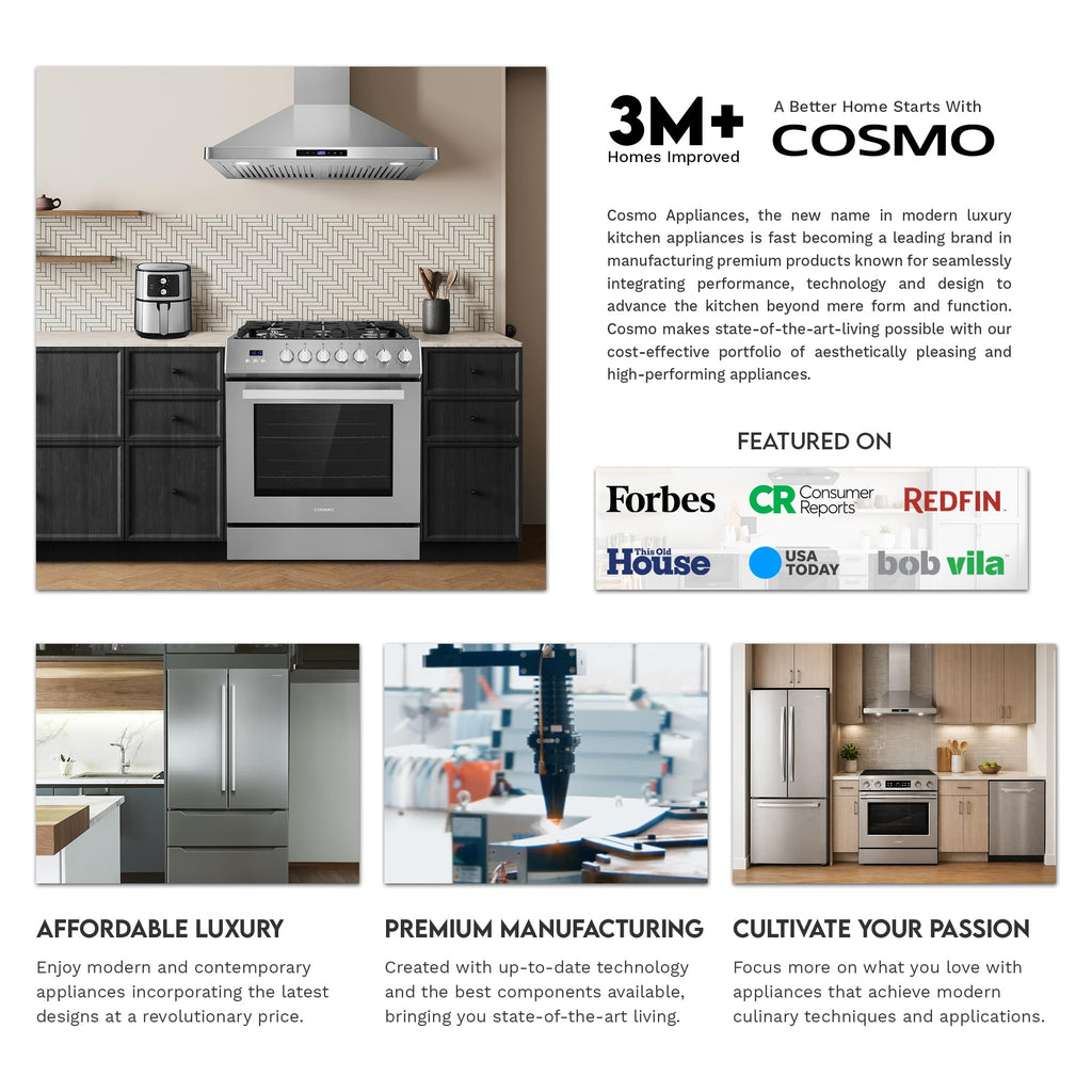 30 in 380 CFM ducted wall mount range hood LED stainless steel kitchen exhaust ventilation Coll