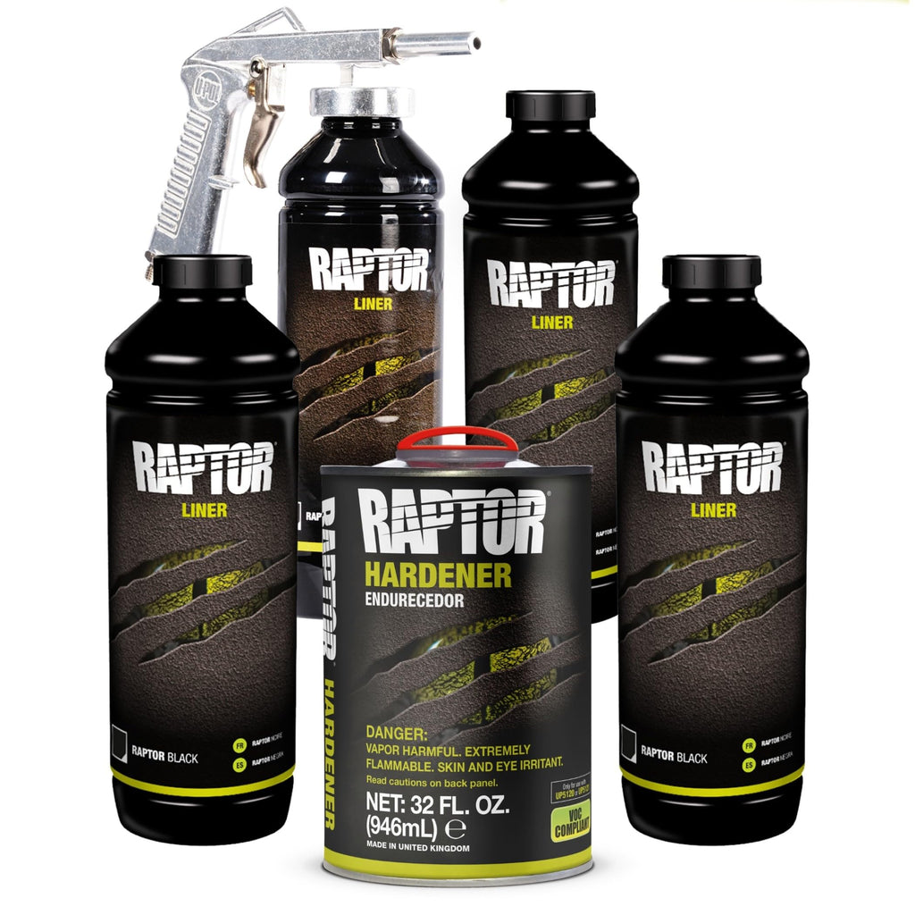 Raptor Black Urethane Spray On Truck Bed Liner Kit 4 Quarts UV Resistant Protective Coating