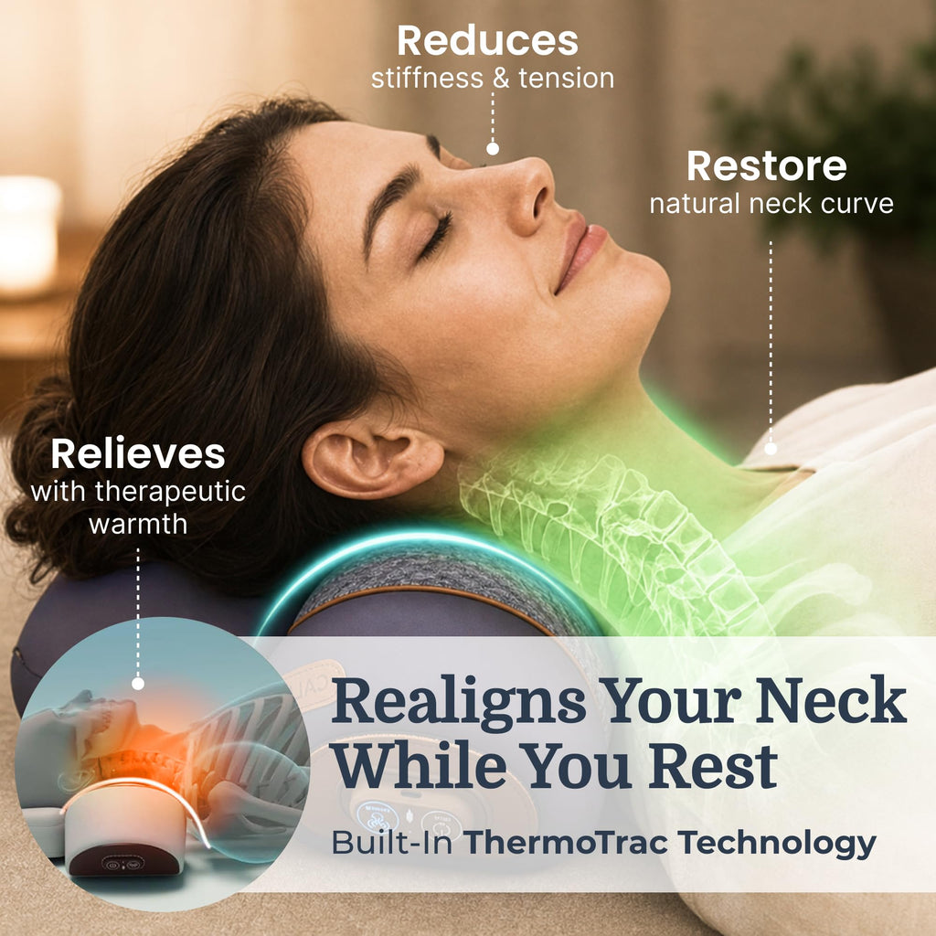 3 in 1 Neck Massager Pillow with Heat Gentle Traction Vibration Massage Wireless Design Shoulder Support USB C
