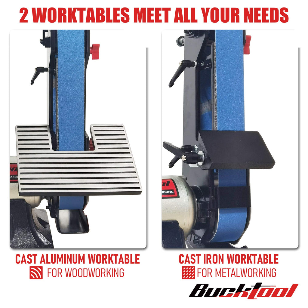 2x42 in Belt Sander and 6 in Bench Grinder Combo for Metalworking 3.5A Motor Workshop Tool