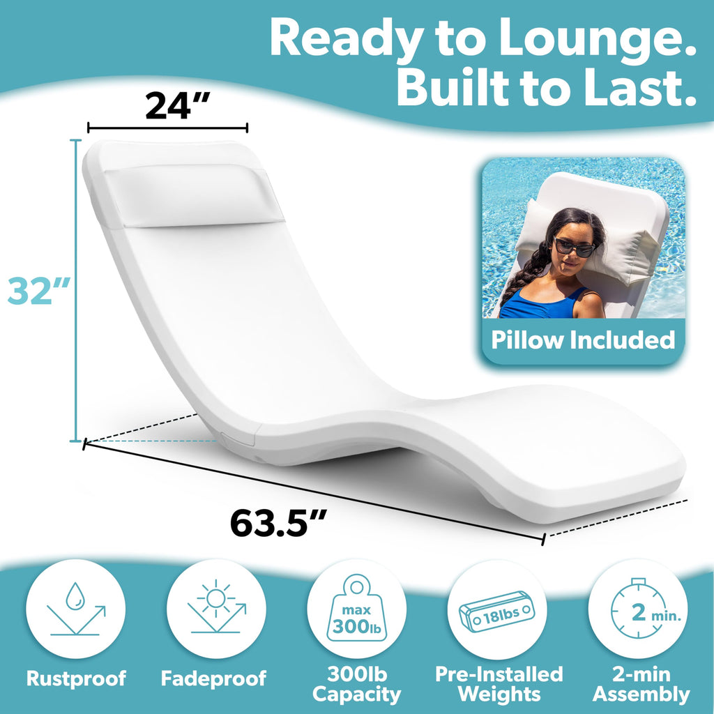 In pool lounge chair waterproof and weighted chaise lounger outdoor pool furniture for patio or Baja shelf