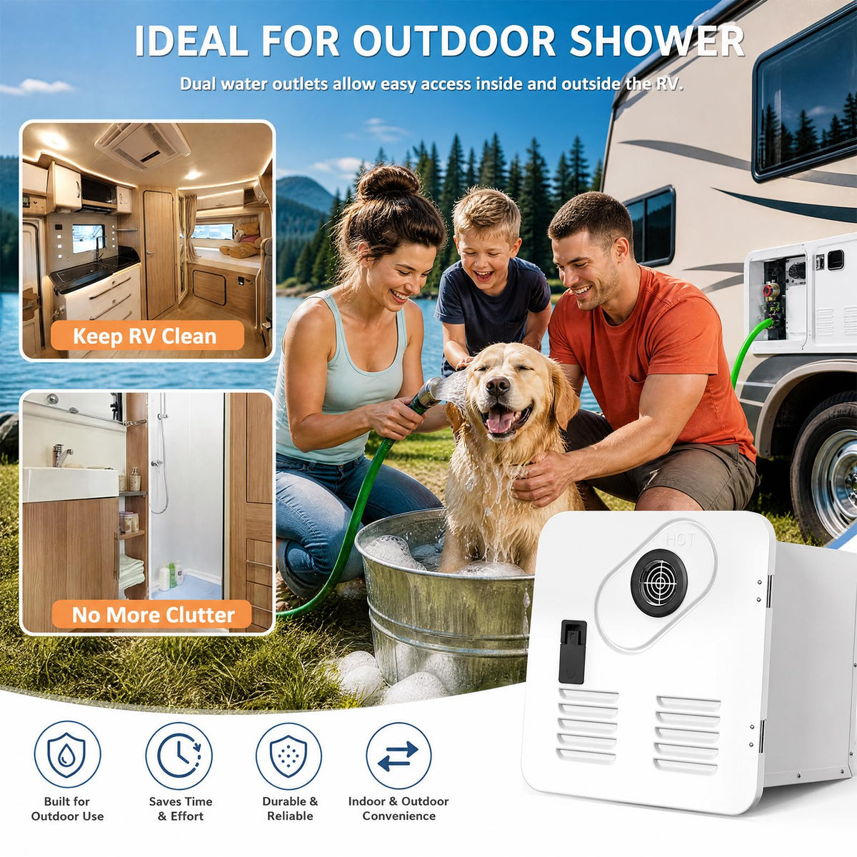 RV Tankless Water Heater 55000 BTU CSA Certified Portable Instant Hot Water for Camper and Van