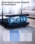 Under Desk Walking Pad with 6 Percent Incline 3 in 1 Portable Treadmill for Home Office Quiet Motor