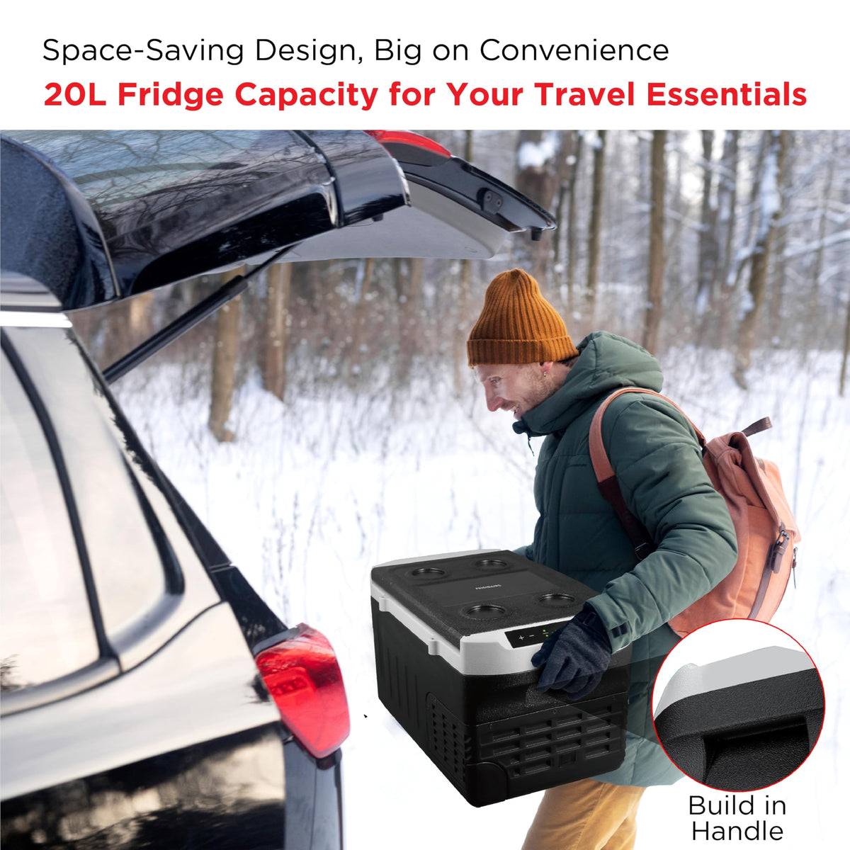2 in 1 Portable Compact Compressor Fridge Freezer Dual Voltage 12V 24V DC 110 to 240V AC 21qt for Car Camping