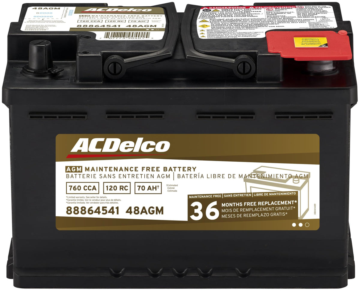 Gold Automotive Battery 48AGM PN 88864541 12V AGM Car Battery High Performance Maintenance Free