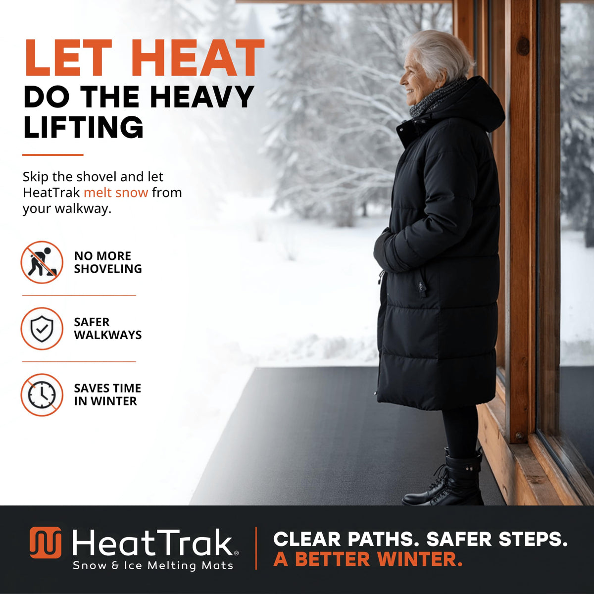 Heated Snow Melting Mat for Entrances Outdoor No Slip Heating Entrance Mat with GFCI Power Cord 30 x 48