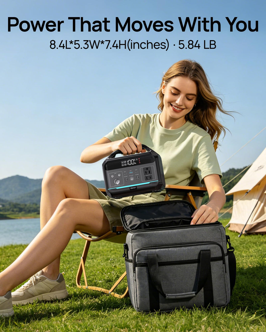 300W Portable Power Station with 30W Solar Panel for Camping Outdoor Emergency Home Backup
