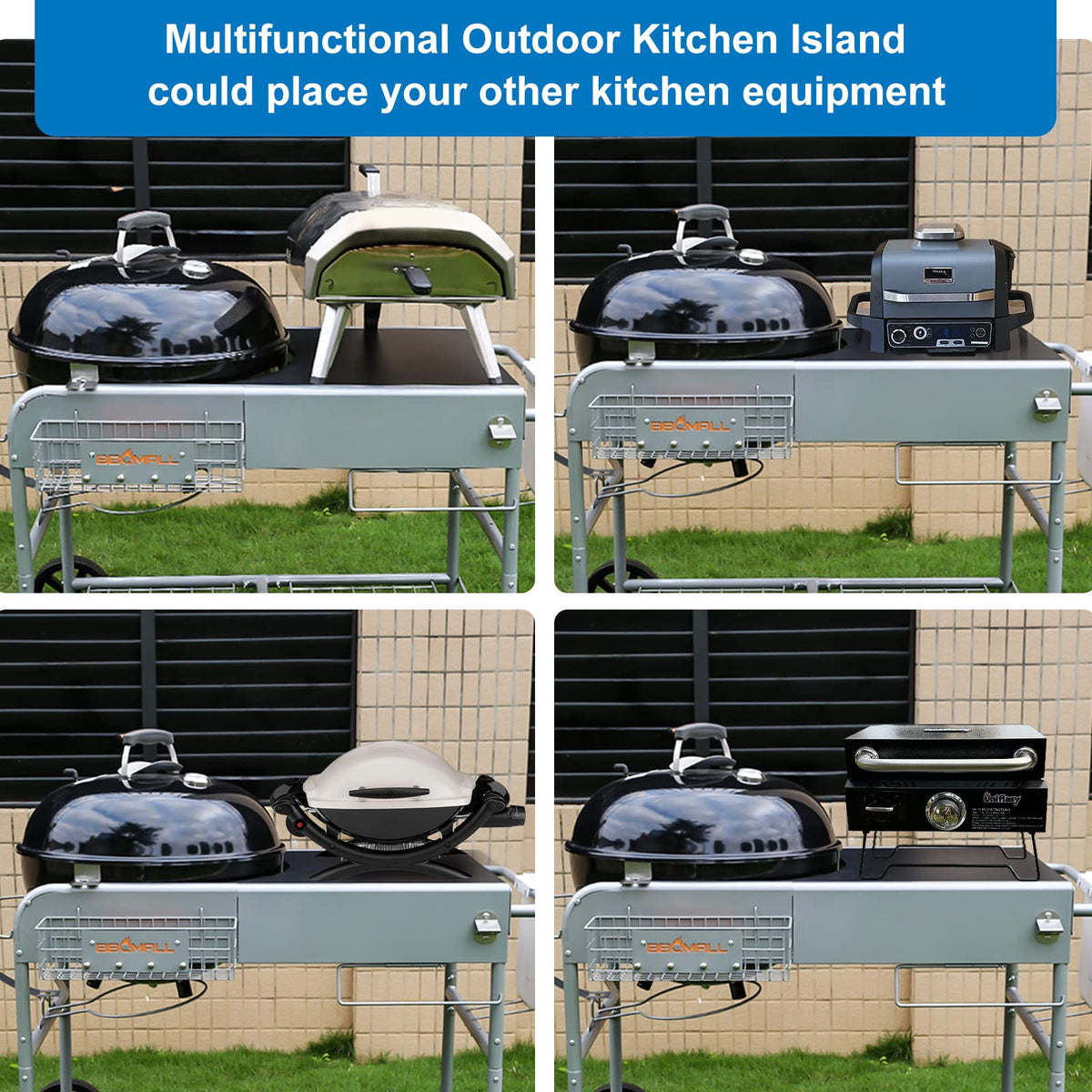 Grill table stand cart for 22 and 18 Original Kettle JumboJoe Master Touch Performer charcoal prep accessories