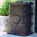 Outdoor slim line design rain barrel 45 gallon brown space saving water collection durable
