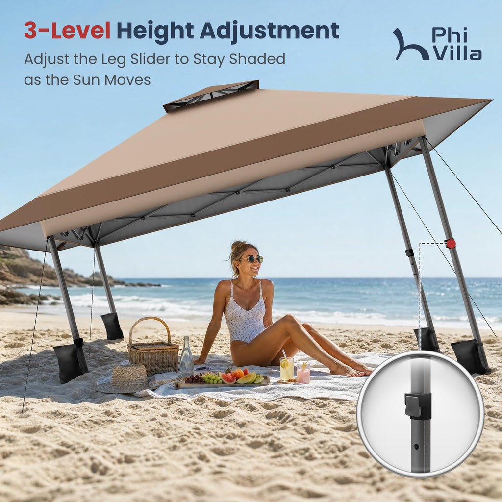 13x13 Pop Up Canopy Tent Instant Outdoor Easy One Push Portable Sun Shelter for Camping Patio