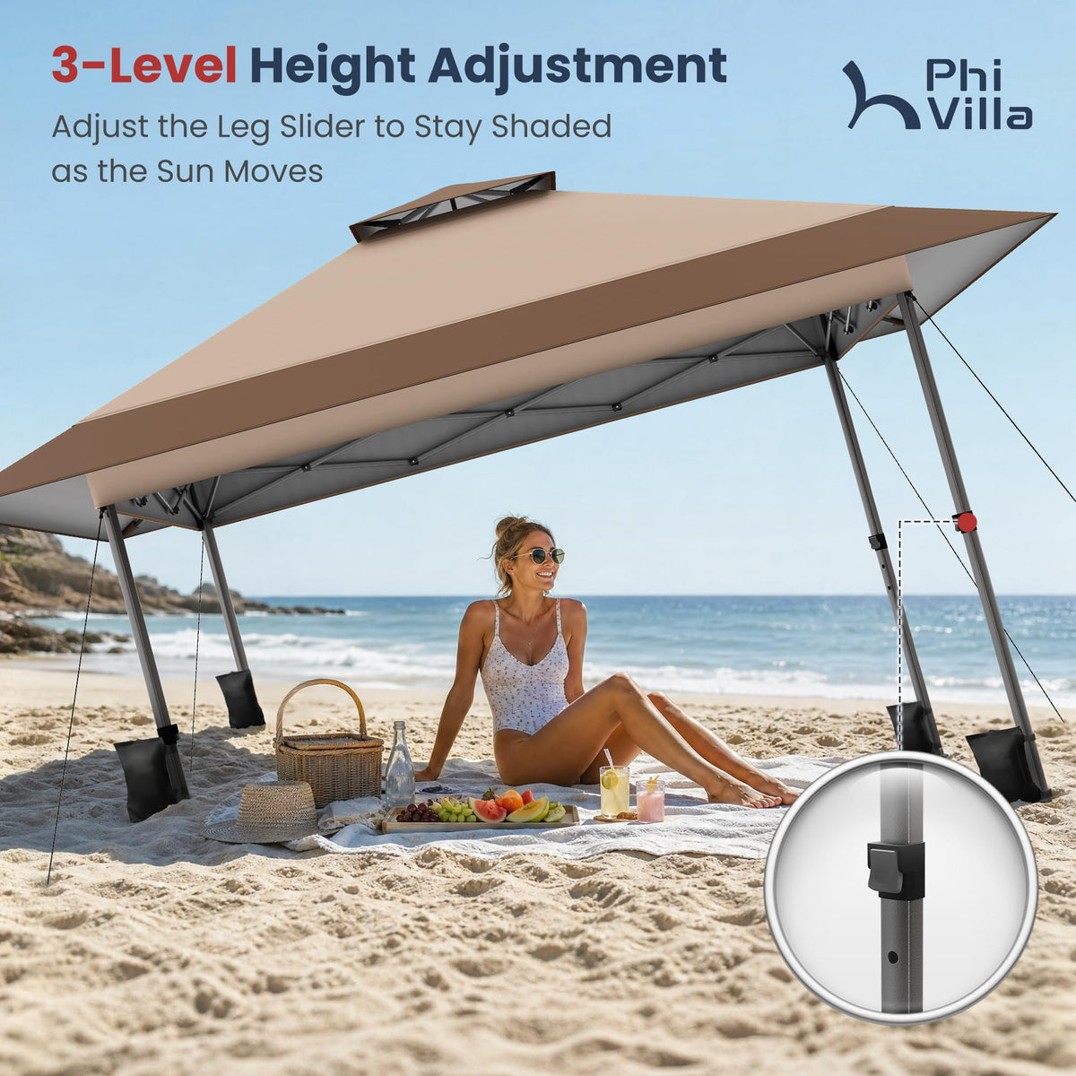 13x13 Pop Up Canopy Tent Instant Outdoor Easy One Push Portable Sun Shelter for Camping Patio