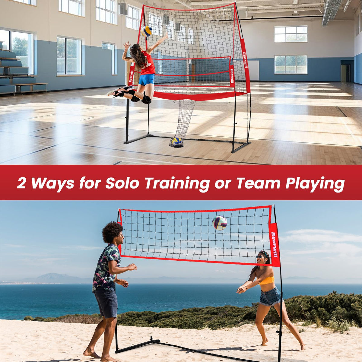 Volleyball Training Net Equipment 11x8FT Portable Volleyball Practice Net for Skills Training
