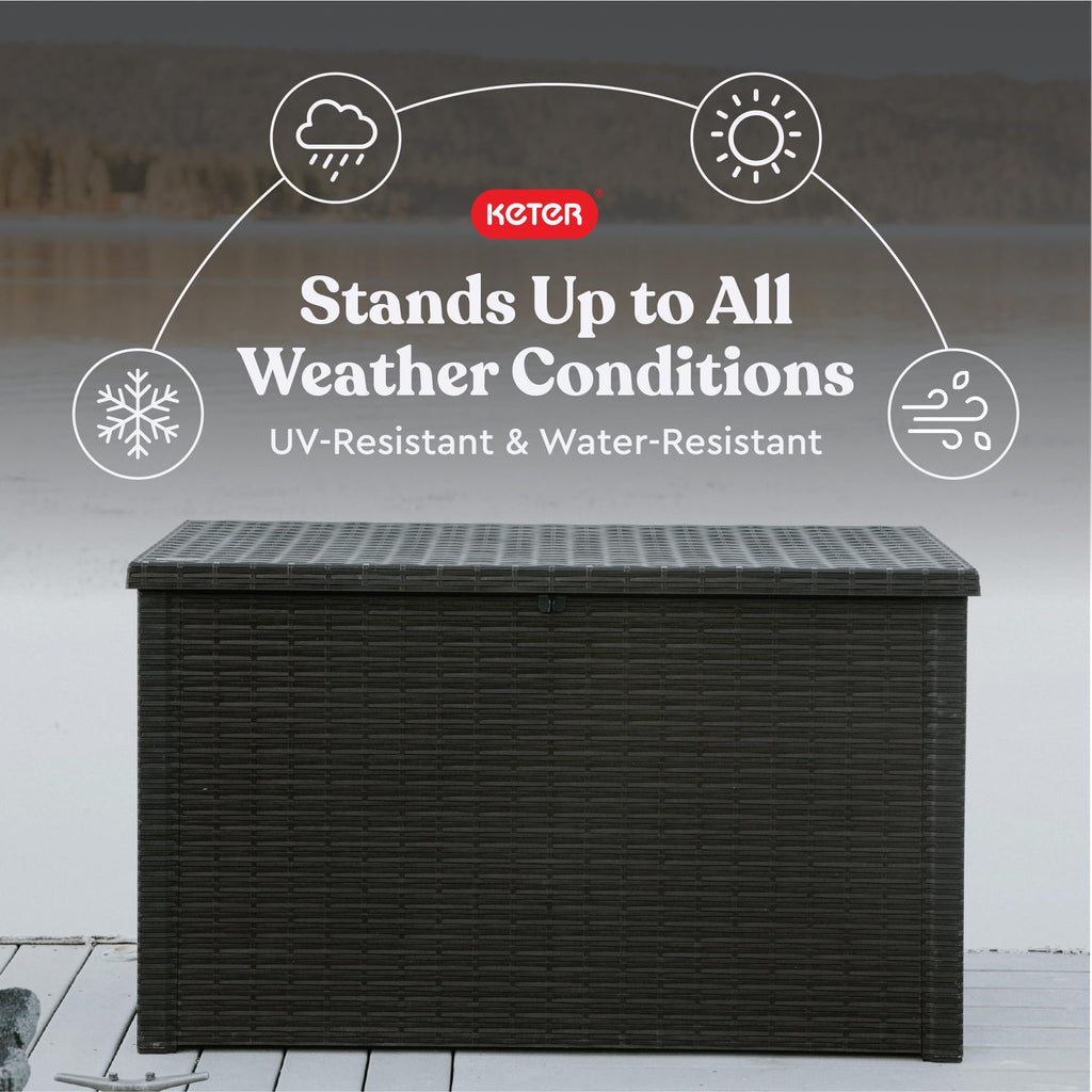 Java 230 Gal Outdoor Storage Box Waterproof Resin Deck Container for Patio Pool Accessories and Garden Tools