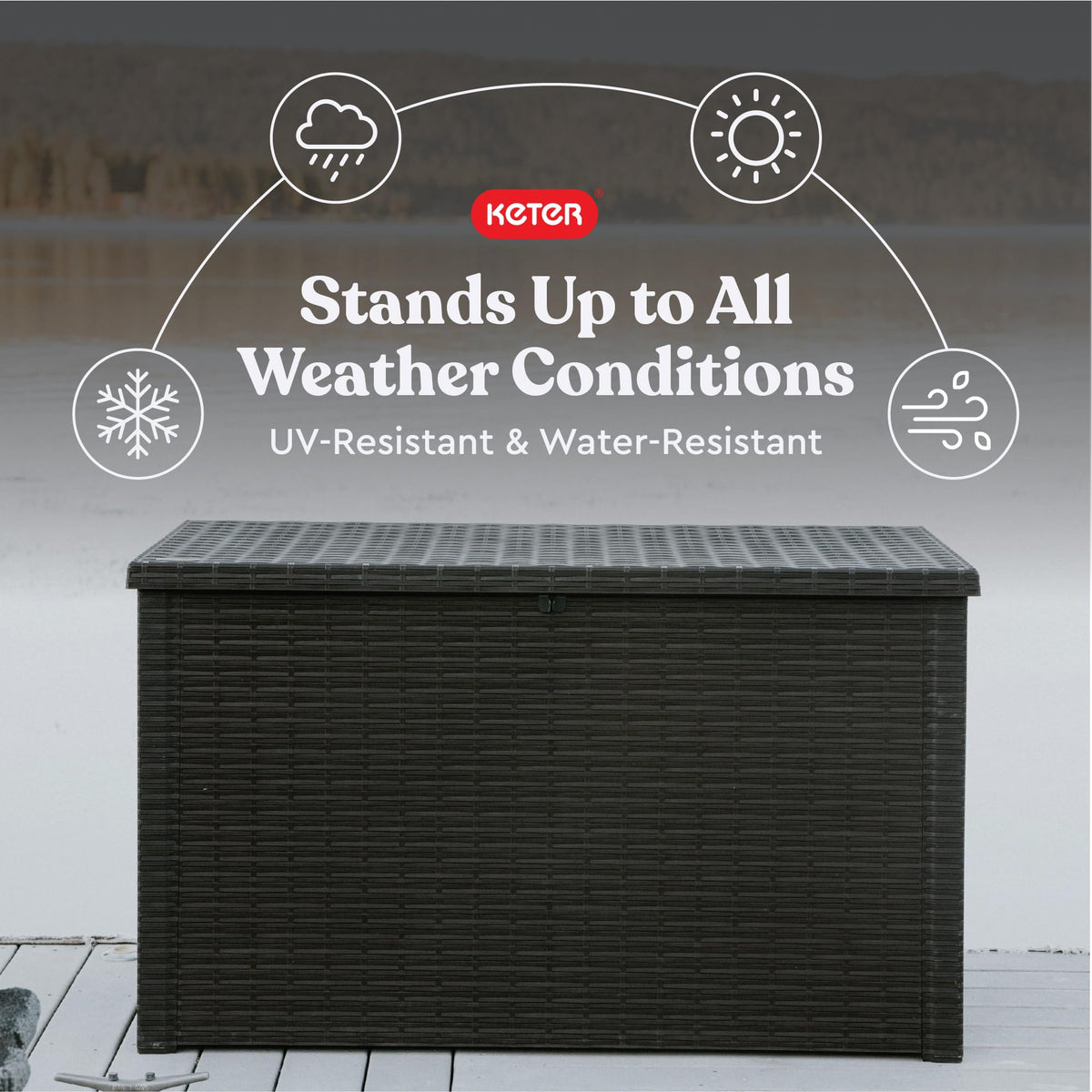 Java 230 Gal Outdoor Storage Box Waterproof Resin Deck Container for Patio Pool Accessories and Garden Tools